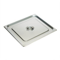 Winco 2/3 Size Solid Flat Steam Table Pan Cover with Handle, 18/8 Stainless Steel, 25-Gauge