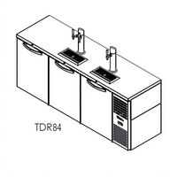 84-Inch Three-Section Refrigerated Draft Bar Cooler with Flat Top, Self-Contained