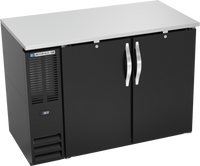 Beverage Air 48-Inch Two-Section Refrigerated Back Bar Storage Cabinet with Solid Doors and Stainless Steel Top