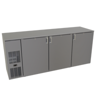 Glastender C1FB84 84-Inch Three-Section One-Zone Front-Serviced Bar Profile Back Bar Cooler