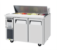 Turbo Air J Series 48-Inch Two-Section Sandwich/Salad Prep Table Refrigerator, 12-Pan, Self-Contained