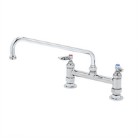 T&S Brass B-2280-CR Swivel Sink & Double Pantry Faucet, 8-Inch Deck Mount, 12-Inch Swing Nozzle