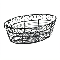 Winco 10 x 6-1/2 x 3 Inch Oval Black Wire Bread/Fruit Basket