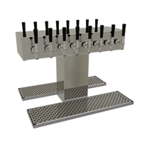 Glastender Double-Sided Single-Column 16-Faucet Countertop Glycol-Cooled Draft Dispensing Tower, Mirror Finish