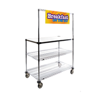 Metro Super Erecta 3-Shelf Grab N' Go Breakfast Cart, 48 x 24 Inches, Stainless Steel Top