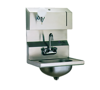 304 Stainless Steel Wall-Mount Hand Sink with Integrated Towel and Soap Dispensers, Gooseneck Faucet, and Basket Drain