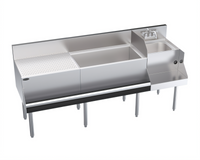 Krowne Royal Series 72-Inch Freestanding Underbar Ice Bin/Cocktail Station with Drainboard, 18-Inch Blender Dump Sink, and 10-Circuit Cold Plate