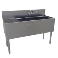Glastender 48-Inch Stainless Steel Three-Compartment Underbar Sink Unit with 12-Inch Left Drainboard