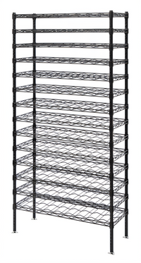Quantum Wire Cradle Commercial Wine Rack Shelving Unit, 36W x 14D x 86H, Black Epoxy Antimicrobial Finish, 153-Bottle Capacity