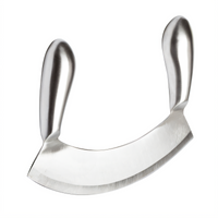 Winco 6.9-Inch Single-Blade Mezzaluna Knife with Handle