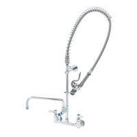 T&S Brass EasyInstall 8-Inch Wall Mount Add-On Faucet Pre-Rinse Unit with 14-Inch Swing Nozzle