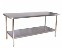 Heavy-Duty Stainless Steel Flat Top Work Table with Stainless Steel Undershelf, 96 x 30 x 36 Inches