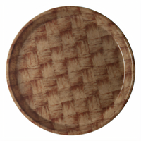 Cambro Camtray 19-1/2 Inch Round Low-Profile Fiberglass Cafeteria Serving Tray, Dark Basketweave