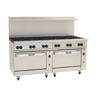 Vulcan Endurance 72-Inch Gas Restaurant Range with 12 Open Burners, Standard Oven and Convection Oven