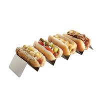 American Metalcraft Full-Size Brushed Stainless Steel Taco Holder, 4 or 5 Compartments