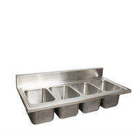 BK Resources 4-Compartment Drop-In Sink with 5-Inch Riser, 48 x 24 x 15 1/4 Inches