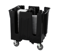 Vollrath Traex Adjustable Square Dish Caddy for 9-5/8 to 10-5/8 Inch Plates/Bowls, 4-Stack, Black