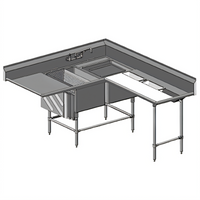 Spec-Master FNP Series Two-Compartment Coved Corner Prep Sink with Left Prep Area and Right Drainboard