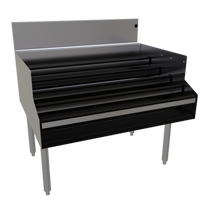 Glastender Free Standing Stainless Steel Underbar Liquor Steps, 36 Inch Wide x 29 Inch Deep, 5-Step Display