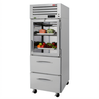Turbo Air PRO Series One-Section Reach-In Refrigerator with Glass Half Door and 2 Drawers