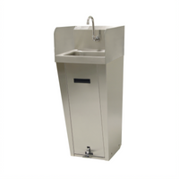Advance Tabco Pedestal-Mounted Stainless Steel Hand Wash Sink with 14 x 10 x 5 Inch Bowl, Side Splashes and Pedal Valve Faucet