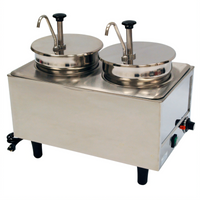 Benchmark Dual Well Pump Sauce Warmer with 2 Stainless Steel Pumps and 2 x 7 Qt Wells