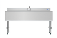 KoolMore 60-Inch Commercial 3-Compartment Underbar Sink with Dual Drainboards and 3-Inch Backsplash