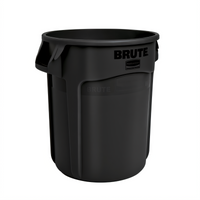 Rubbermaid BRUTE 10 Gallon Round Vented Trash Container, Black, Without Lid