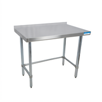 BK Resources Open Base All Stainless Steel Riser Top Work Table, 96 x 18 Inch