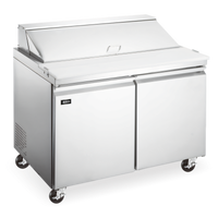Omcan USA Mega Top 2-Section Refrigerated Sandwich/Salad Prep Table, 36.2-Inch, Rear-Mount Self-Contained, 15-Pan Capacity