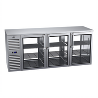 Krowne Royal Series 84-Inch Three-Section Pass-Thru Refrigerated Back Bar Cooler with 6 Locking Doors