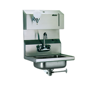 Wall-Mounted 304 Stainless Steel Hand Sink with Towel & Soap Dispensers, Gooseneck Faucet, and Polymer Lever Drain with Overflow