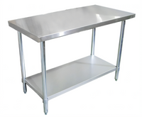 Omcan 72-Inch x 18-Inch 18/430 Stainless Steel Flat Top Work Table with Galvanized Undershelf