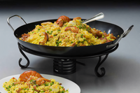 American Metalcraft Round Paella Pan with Stainless Steel Handles, 21-3/4-Inch Dia. x 4-3/4-Inch H, Carbon Steel, Non-Stick Finish