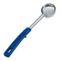 Vollrath Spoodle® 2 oz Perforated Stainless Steel Portion Control Serving Spoon with Blue Grip 'N Serv® Handle