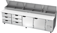 Beverage-Air DPD119HC-6T Four-Section Pizza Top Refrigerated Counter, 119-Inch Wide, 6 Drawers, 2 Doors