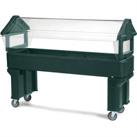 SixStar™ 6-Foot Portable Ice-Cooled Food Bar with Double-Sided Acrylic Sneeze Guard, Forest Green