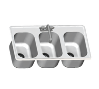 Eagle Group Self-Rimming Three-Compartment Drop-In Sink, 42-3/4 Inch Wide, 12 x 14 x 9-1/2 Inch Bowls