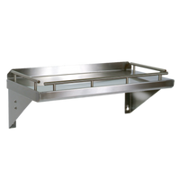 John Boos Cucina Mensola Grandé 24-Inch Wall-Mounted Stainless Steel Shelf with Galley Rail