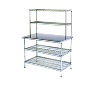 Eagle AdjusTable Two-Tier Stainless Steel Work Surface System with Double Overshelf, 60 x 30 x 62-1/2 Inch, 16 Gauge