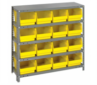 Quantum Heavy-Duty 36 Inch Wide 5-Shelf Wire Shelving Unit with 16 Storage Bins