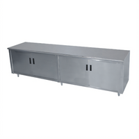 Advance Tabco 96-Inch x 36-Inch 14 Gauge 304 Stainless Steel Enclosed Work Table with Cabinet Base and Hinged Doors