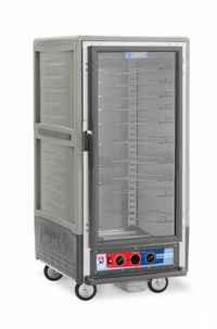 Metro C5 Insulation Armour 3/4-Height Mobile Moisture-Control Heated Holding & Proofing Cabinet with Gray Insulation Armour, Clear Polycarbonate Door, and Universal Wire Slides