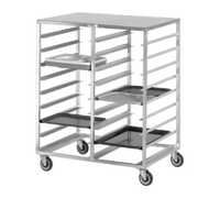 Channel Manufacturing Double Section Side-Load Aluminum Cafeteria Tray Delivery Rack on 5-Inch Swivel Casters, 41 x 30 x 36 Inches