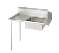 BK Resources 48-Inch Straight Left-to-Right Soiled Dish Table with 20 x 20 x 8 Sink and 10-Inch Backsplash