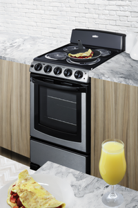 Summit Appliance 20-Inch Freestanding Electric Coil Range with 2.3 Cu. Ft. Oven and Stainless Steel Door