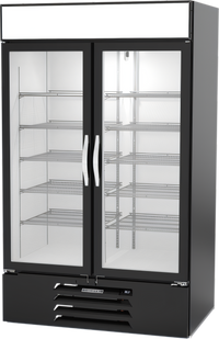 Beverage-Air MarketMax IQ 47-Inch Two-Section Reach-In Glass Door Refrigerated Merchandiser with Electronic Smart Lock, Black