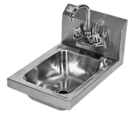 Space Saver Wall-Mounted Stainless Steel Hand Sink with Gooseneck Faucet, 11 x 13 Inches
