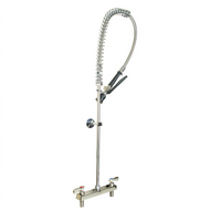 BK Resources Evolution Lead-Free 8-Inch O.C. Deck Mount Pre-Rinse Faucet Assembly with 12-Inch Wall Bracket