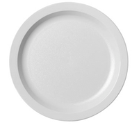 Cambro Camwear 8-1/4 Inch Round White Polycarbonate Narrow Rim Plate
